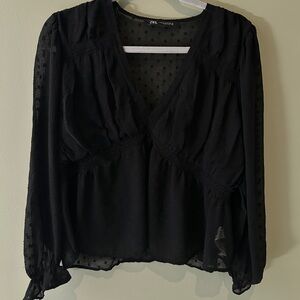 Black V-neck ZARA Blouse - SIZE M